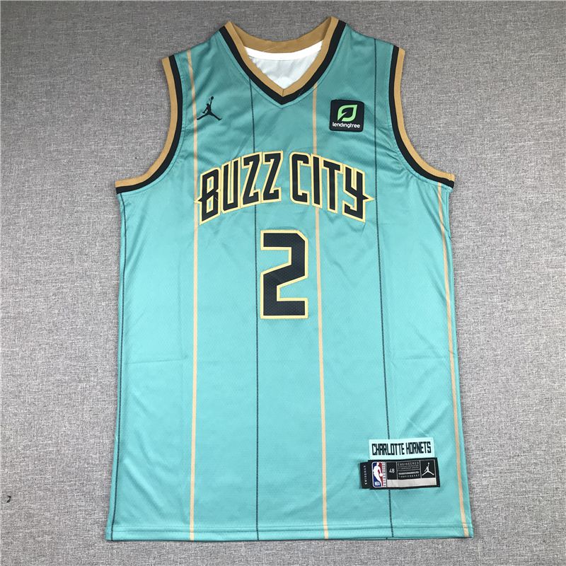Men Charlotte Hornets #2 Ball Light green 2021 Game NBA Jersey